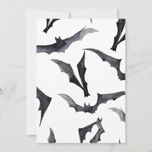 ハロウィーンブラック&ホワイトこうもり赤ちゃんシャワー 招待状 (裏面)