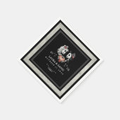 ハロウィーンブラック&ホワイトスケルトン&ハート結婚ズ スタンダードカクテルナプキン (角)