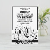 ハロウィーンブラック&ホワイト不気味幽霊誕生日 招待状 (スタンド正面)