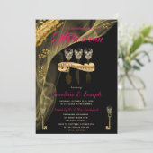 ハロウィーンブラック、金ゴールドスカル鍵リハーサルディナー 招待状 (スタンド正面)