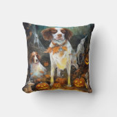 ハロウィーンブリタニースパニエル犬カボチャ怖 クッション (正面)