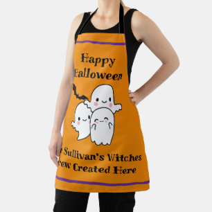 ハロウィーンブリューパーソナライズ幽霊こうもりオレンジ エプロン