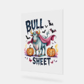 ハロウィーンブルシート、おもしろい幽霊牛 アクリルサイン (傾斜)