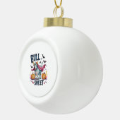 ハロウィーンブルシート、おもしろい幽霊牛 セラミックボールオーナメント (右)