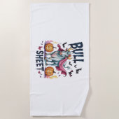 ハロウィーンブルシート、おもしろい幽霊牛 ビーチタオル (正面)