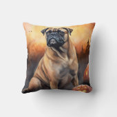 ハロウィーンブルマスティフとカボチャ怖い クッション (裏面)