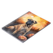 ハロウィーンブルマスティフとカボチャ怖い ノートブック (左側)