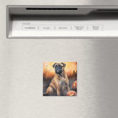 ハロウィーンブルマスティフとカボチャ怖い マグネット (インサイチュ (食洗機))