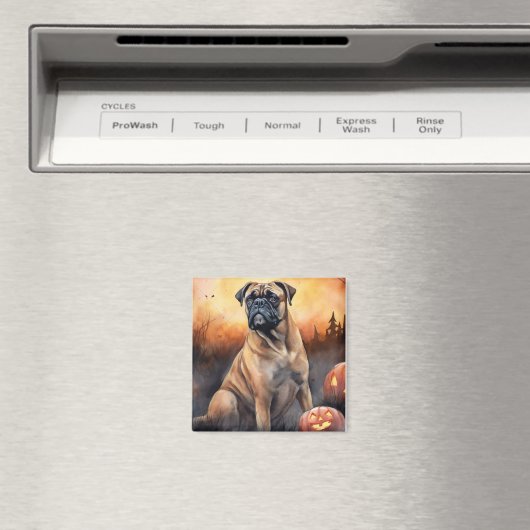 ハロウィーンブルマスティフとカボチャ怖い マグネット (インサイチュ (食洗機))