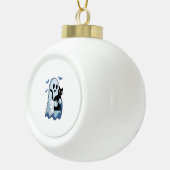 ハロウィーンブルーデニム幽霊アンドキャット セラミックボールオーナメント (右)