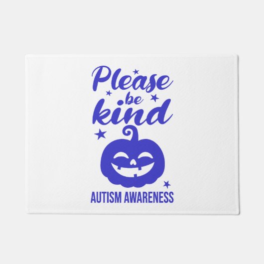 ハロウィーンブルーパンプキンオティシム認識度 ドアマット (正面)