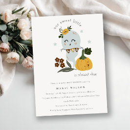 ハロウィーンブルー幽霊リトルブベビーシャワー招待状 サンキューカード