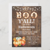 ハロウィーンブロックパーティーカボチャ秋 素朴 招待状 (正面)