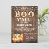 ハロウィーンブロックパーティーカボチャ秋 素朴 招待状 (スタンド正面)