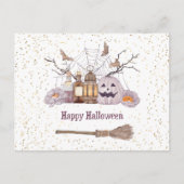 ハロウィーンブロムカボチャクモのウェブランタン シーズンポストカード (正面)