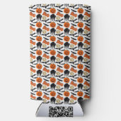 ハロウィーンブーこうもりキャットパンプキンアンドムーンスケッチ スリム缶クーラー (裏面)