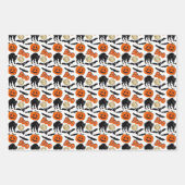 ハロウィーンブーこうもりキャットパンプキンアンドムーンスケッチ ラッピングペーパーシート (正面)