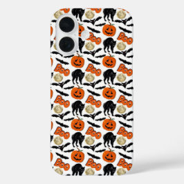 ハロウィーンブーこうもりキャットパンプキンアンドムーンスケッチ iPhone 16ケース