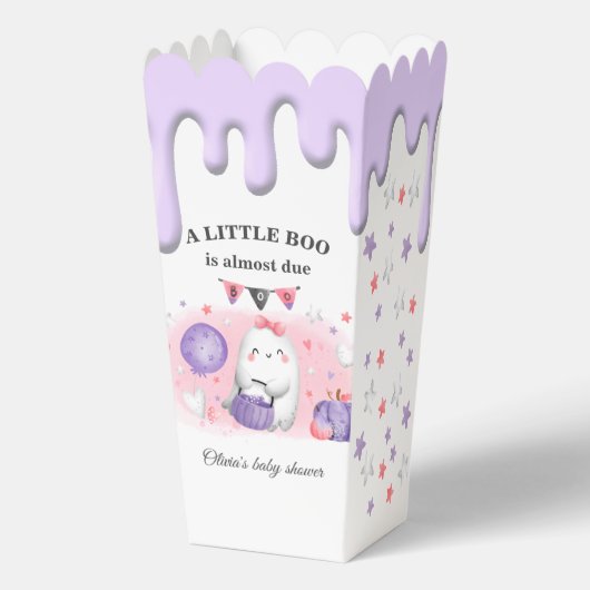 ハロウィーンブーガールベビーシャワーピンクパープルポップコーン フェイバーボックス (裏面)