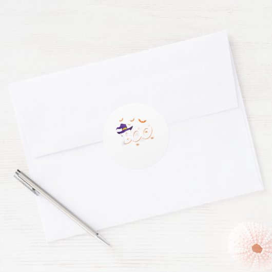 ハロウィーンブーギフトウィッチハットスパイダートリックまたはトリート ラウンドシール (封筒)