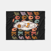 ハロウィーンブークキュート幽霊ブー読ズブックスアド フリースブランケット (正面(横))