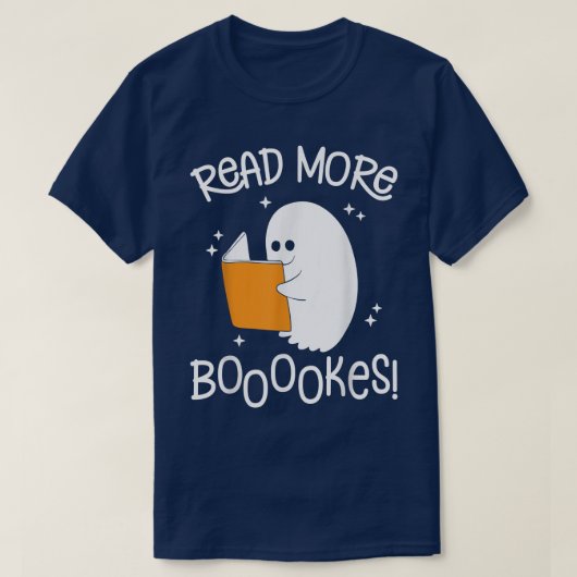 ハロウィーンブークスかわいい幽霊読の図書室 Tシャツ (デザイン正面)