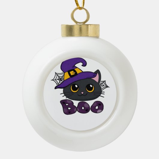 ハロウィーンブークラシックブクルーTシャツ セラミックボールオーナメント (正面)