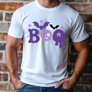 ハロウィーンブースカルこうもりモダンタイポグラフィ トライブレンドTシャツ