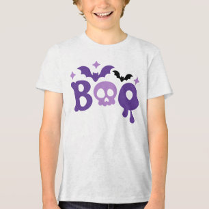 ハロウィーンブースカルこうもりモダンタイポグラフィ トライブレンドTシャツ
