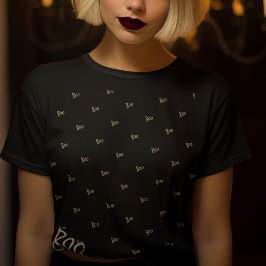 ハロウィーンブータイポグラフィブラック金ゴールド Tシャツ