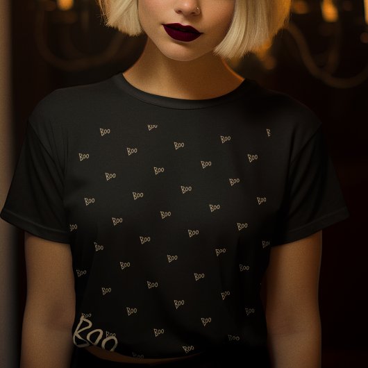 ハロウィーンブータイポグラフィブラック金ゴールド Tシャツ