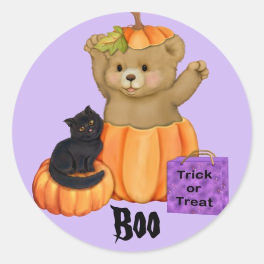 ハロウィーンブーベアステッカー ラウンドシール (正面)
