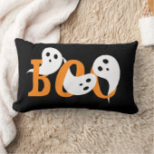 ハロウィーンブー幽霊たちブラック ランバークッション (ブランケット)
