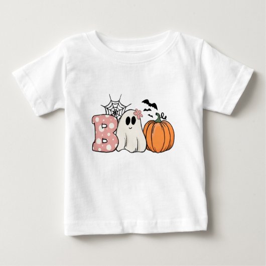 ハロウィーンブー幽霊カボチャこうもりコブ ベビーTシャツ (正面)