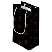 ハロウィーンブー幽霊ブラックオレンジパターン スモールペーパーバッグ (裏面アングル)