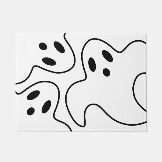ハロウィーンブー幽霊白黒 ドアマット (正面)