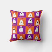 ハロウィーンブー幽霊紫とオレンジの正方形 クッション (裏面)