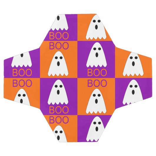 ハロウィーンブー幽霊紫とオレンジの正方形 サッカーボール (フラット)