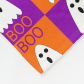 ハロウィーンブー幽霊紫とオレンジの正方形 フリースブランケット (角)