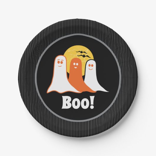 ハロウィーンブー幽霊、子供、家族 ペーパープレート (正面)
