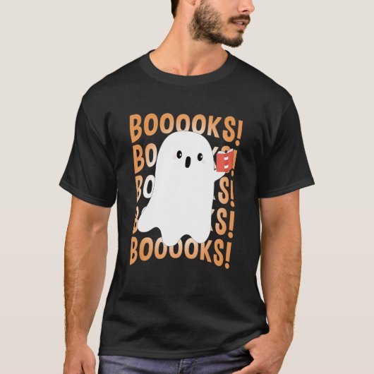 ハロウィーンブー読クス幽霊のブッ読クブブックリブ Tシャツ (正面)