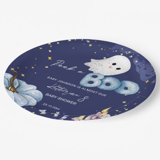 ハロウィーンブー赤ちゃんシャワー食器を覗く ペーパープレート (アングル)