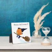 ハロウィーンプラーク魔女カボチャ飛んでいるブロム フォトプラーク (インサイチュ)