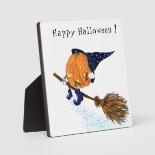 ハロウィーンプラーク魔女カボチャ飛んでいるブロム フォトプラーク