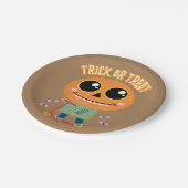 ハロウィーンプレートスクーター乗りカボチャ ペーパープレート (アングル)