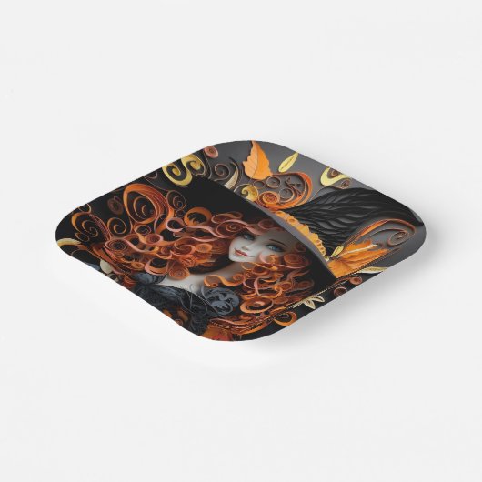 ハロウィーンプレート：魔女をテーマにしたパーティー食器 ペーパープレート (傾斜あり)