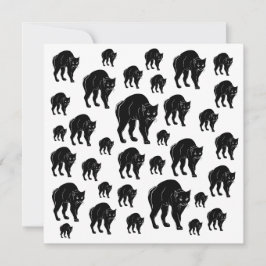 ハロウィーンプロウリングブラックキャットシルエットスケッチ カード