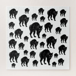 ハロウィーンプロウリングブラックキャットシルエットスケッチ ジグソーパズル