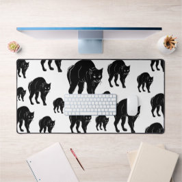 ハロウィーンプロウリングブラックキャットシルエットスケッチ デスクマット