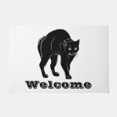 ハロウィーンプロウリングブラックキャットシルエットスケッチ ドアマット (正面)